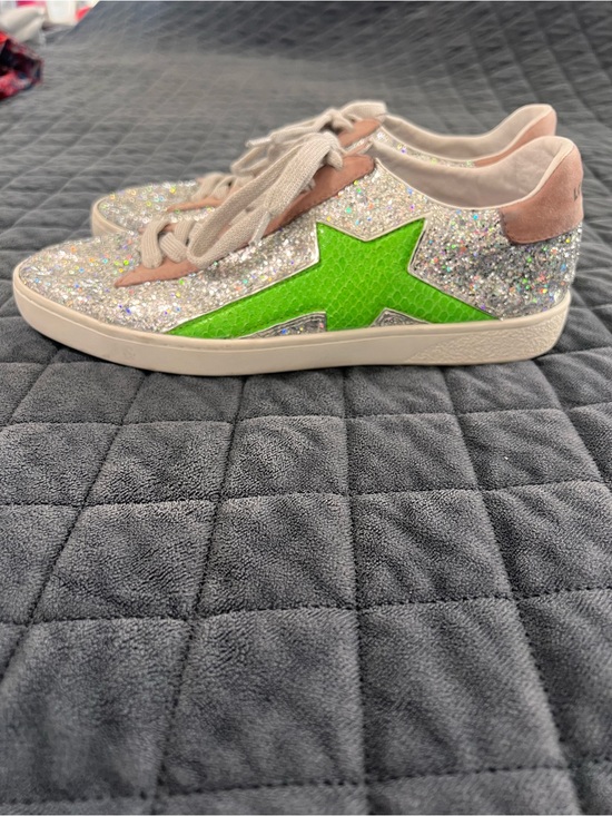 Lola Cruz Shoes - Lola Cruz Anthropologie Glitter Sneakers Women’s Size 8 8.5 39 Silver Star Shoes